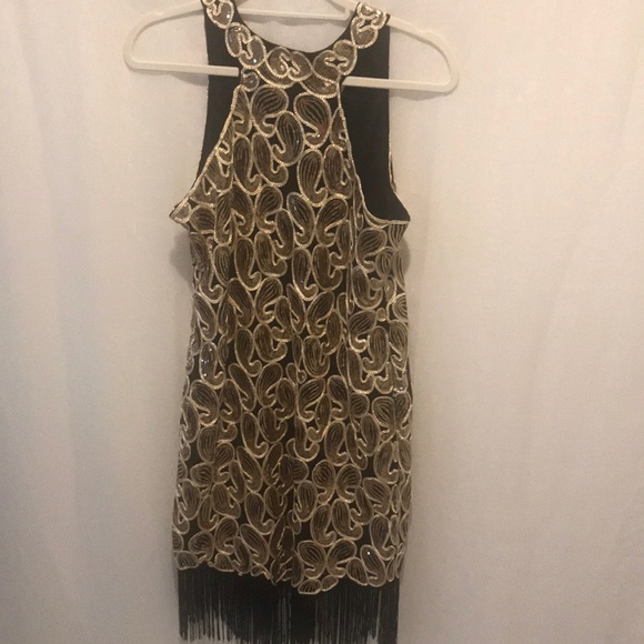 Flapper Gatsby Party Dress – Black & Gold Paisley - Picture 7 of 10